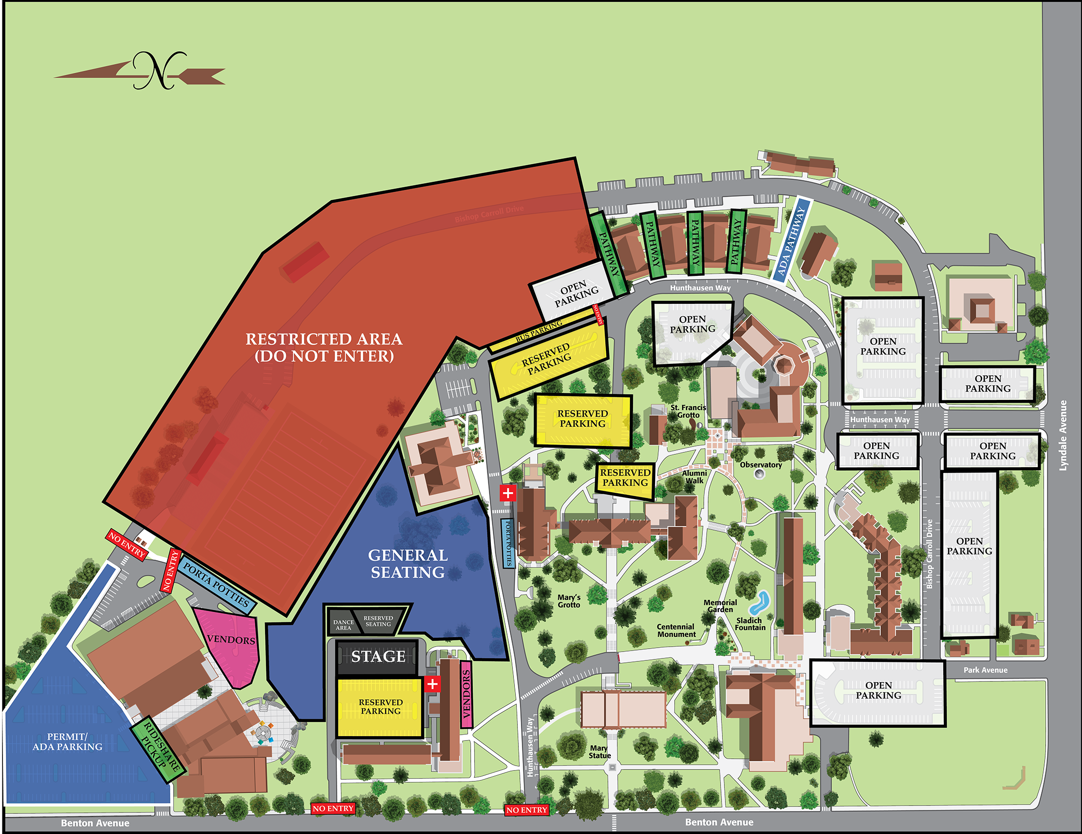 Carroll College campus map for Symphony Under the Stars